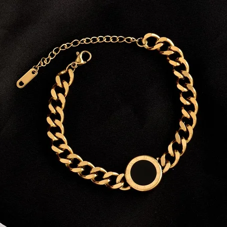 Bracelet Haut Gamme Style Romain, Gourmette En Acier Inoxydable