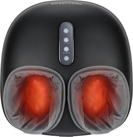 ميدكورسور جهاز تدليك القدم مع وظيفة الحرارة، مدلك عميق للعجن، اعدادات متعددة المستويات وكثافة قابلة للتعديل للاستخدام المنزلي او المكتب (اسود)، موصل بسلك كهربي