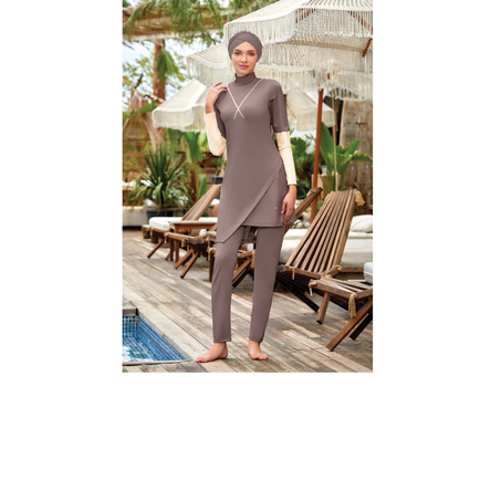 Burkini Hijab Norman – Beige & Crème | Remsa Swimwear