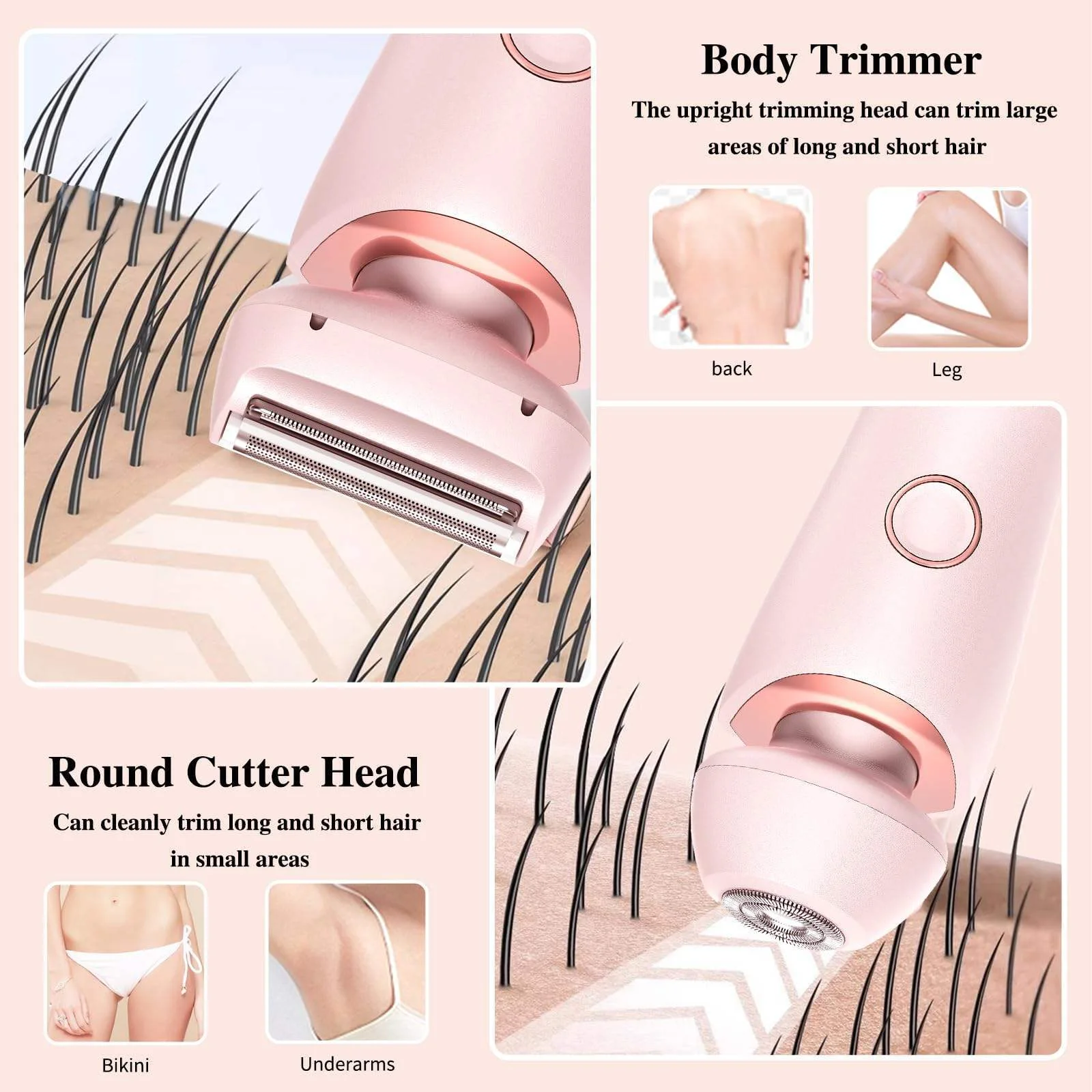 Tondeuse corporelle électrique double tête pour femmes, professionnelle, sans fil, rechargeable, étanche