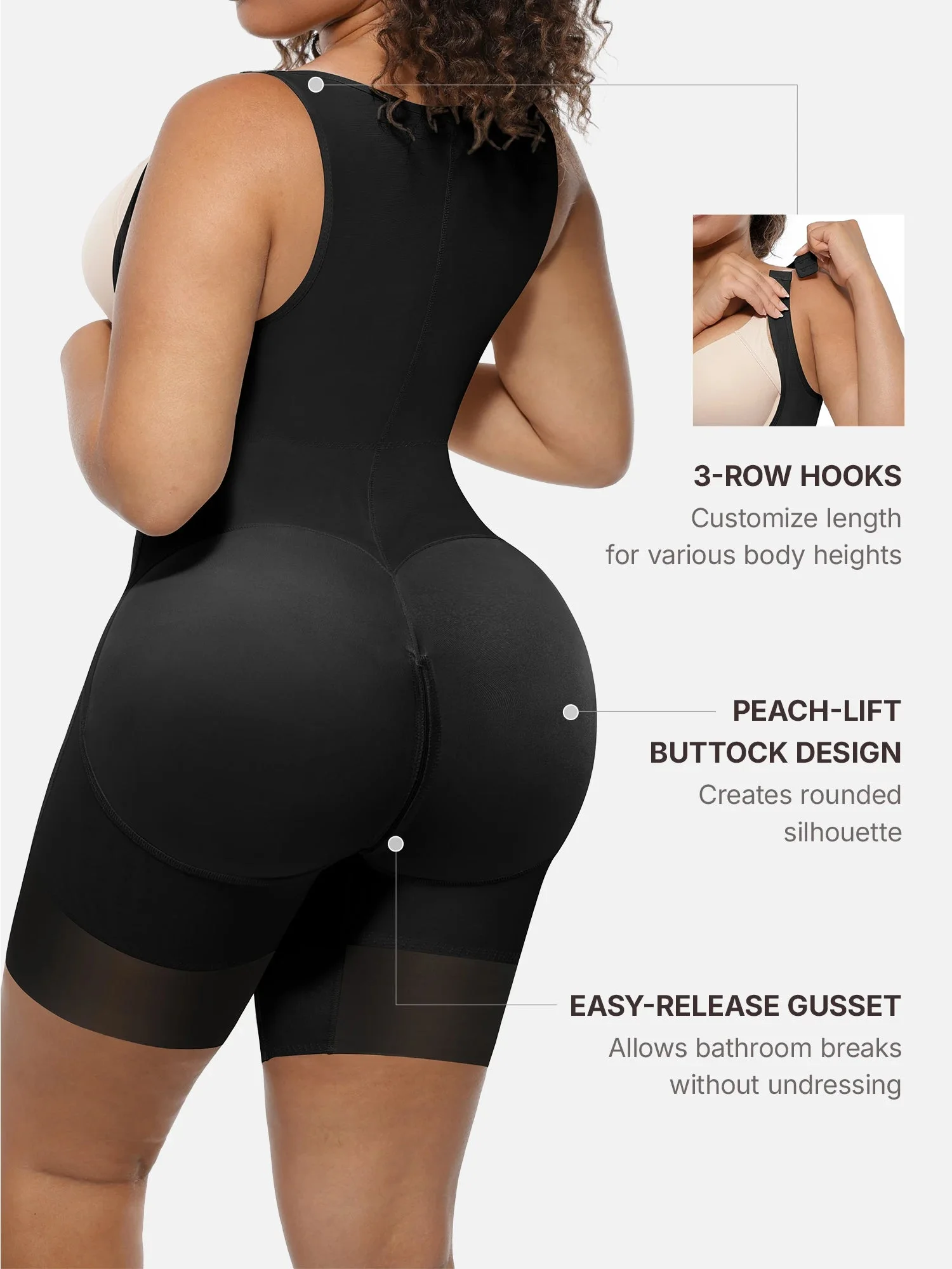 Faja sculptante intégrale pour femme, taille haute, avec rembourrage fessier, effet push-up, style colombien