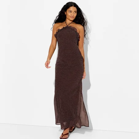 Robe Maxi Fluide à Volants et Dos Nu - Style Boho Élégant