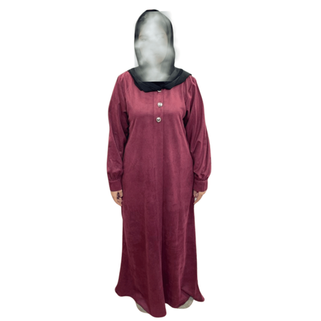 عباءة مخملية فاخرة بأزرار أمامية