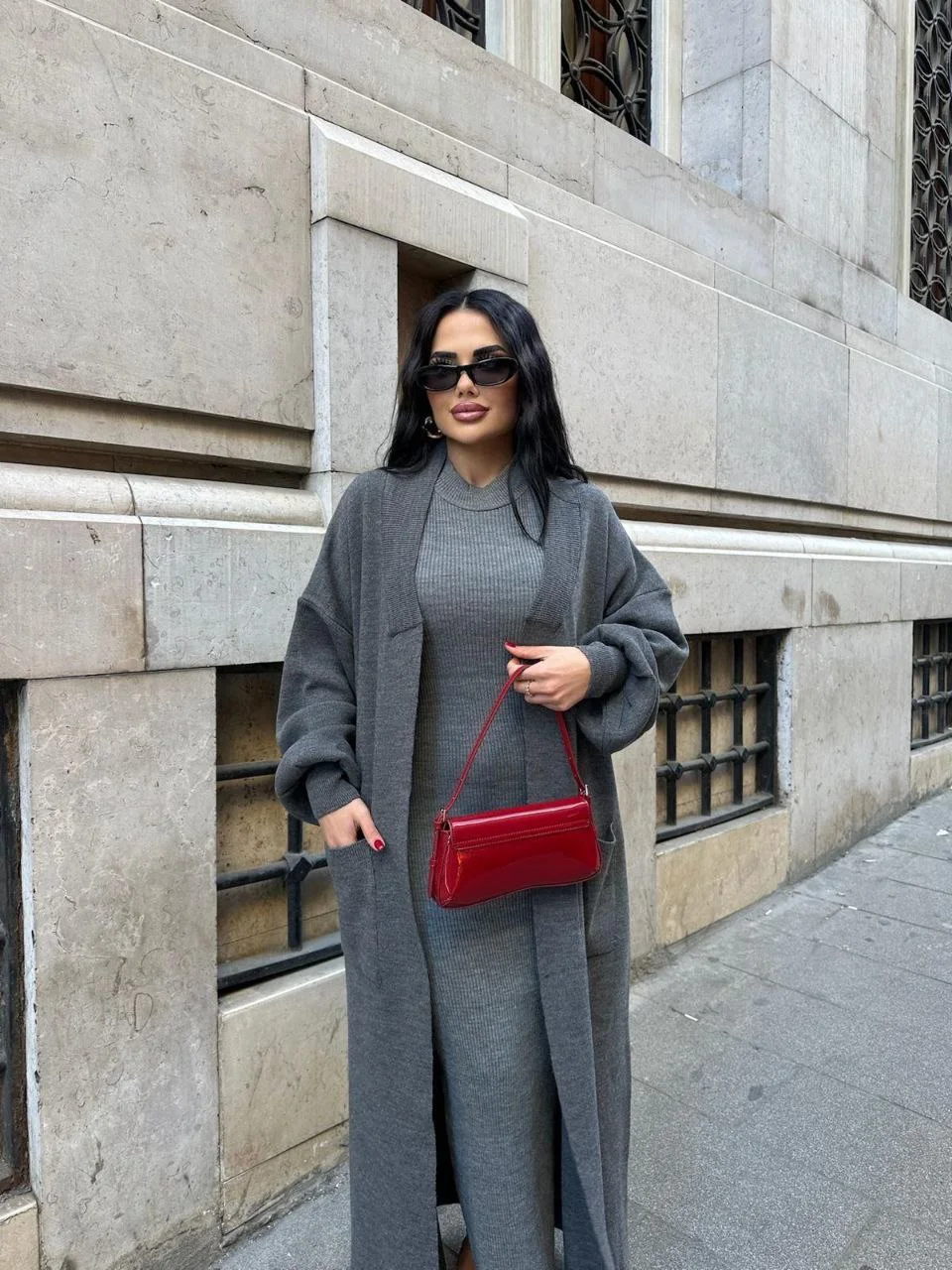 Robe +cardigan avec cienture La maille douce