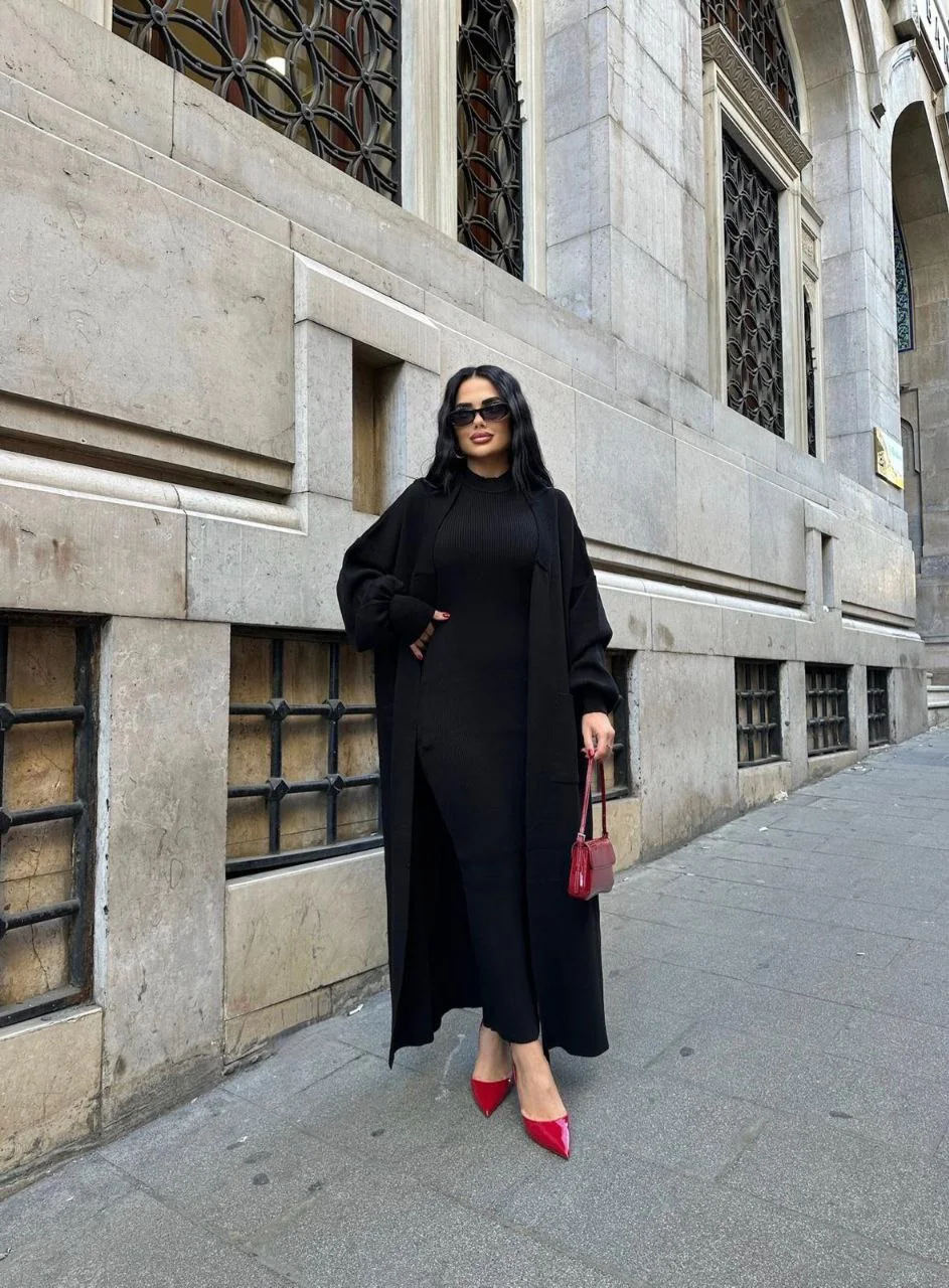 Robe +cardigan avec cienture La maille douce