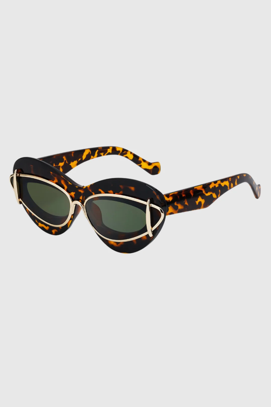 Maddie Leopard Metal Sunglasses