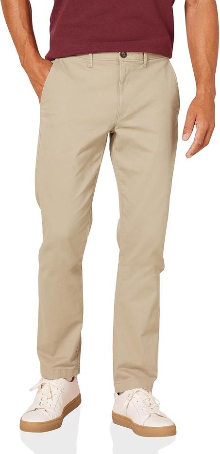 Amazon Essentials - Pantalones de corte chino para hombres, entallados, informales y elásticos
