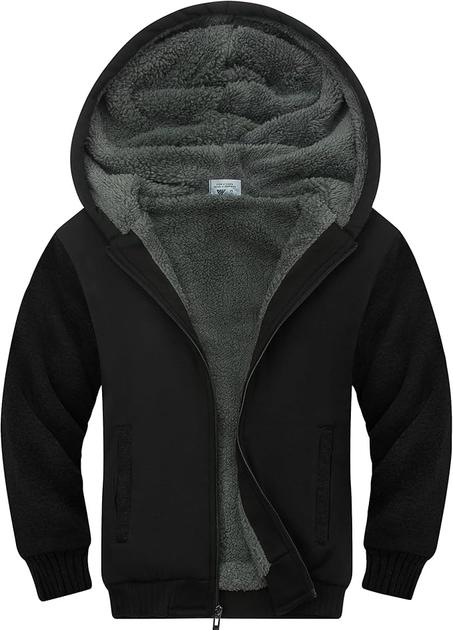 SECOOD Chaqueta de forro polar con capucha y cremallera para niños, abrigo de invierno suave para niños y niñas, ropa de abrigo escolar