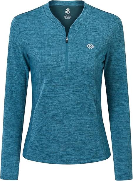 MoFiz Polo de golf de manga larga para mujer, con cremallera de 1/4, protección solar UPF 50+, secado rápido, para entrenamiento, senderismo, atletismo