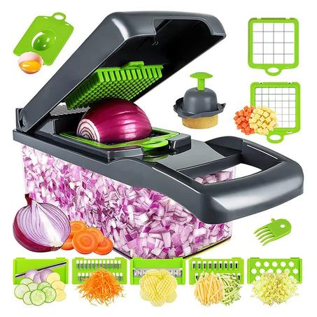 🧅 Hachoir Multifonction 12 en 1 – Coupez, tranchez et râpez en un clin d’œil !