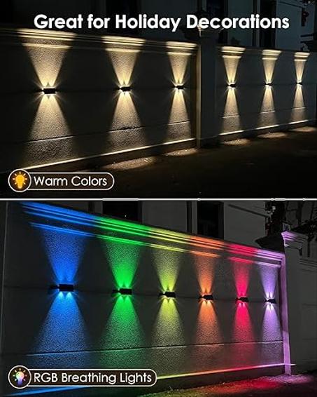 إضاءة ديكور حائط للفناء الخارجي مقاومة للماء تعمل بالطاقة الشمسية