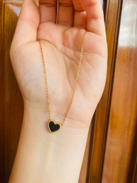 Collier Cœur Noir/Blanc_LG1003