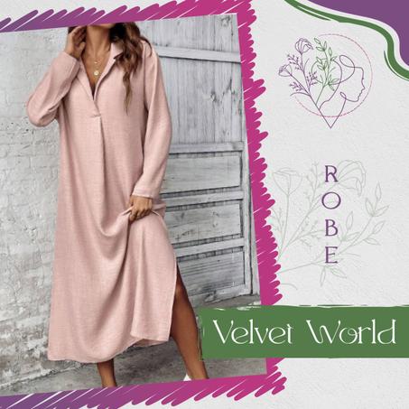 Robe SHEIN  – Casual maxi, manches longues & col tailleur