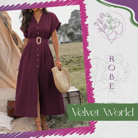 Robe longue fendue à col en V