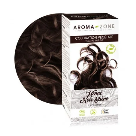 COLORATION VÉGÉTALE HENNÉ NOIR ÉBÈNE BIO 200g Aroma zone