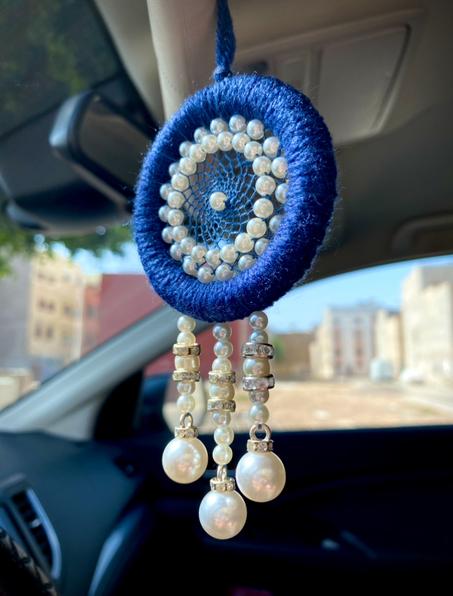 Attrape-rêves avec perles blanc