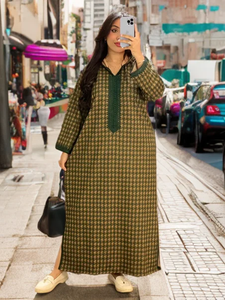 جلابة فلسط..ينية بتوب صوفة راقي– أناقة وراحة