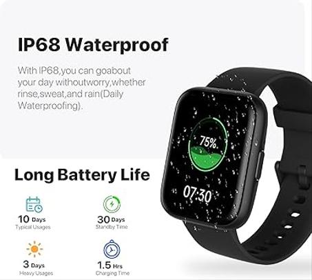 ساعة ذكية للرجال والنساء - الرد / اجراء المكالمات / الرد السريع / مساعد صوتي بالذكاء الاصطناعي، 1.8 انش متوافقة مع اندرويد وايفون وسامسونج متوافقة مع IP68، ساعة ذكية لتتبع اللياقة البدنية وال
