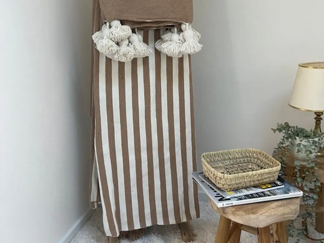 Parure de lit artisanale « Terre de Mogador » – Cannelle & Crème