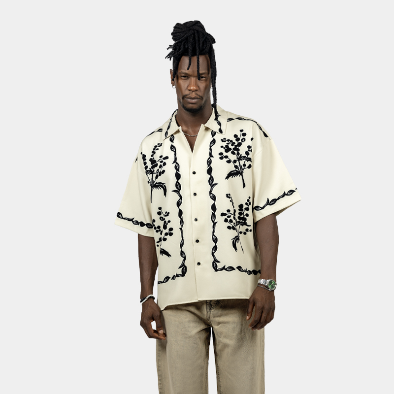 Noir Garden – Oversized Cuban Shirt