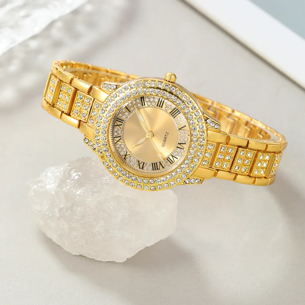 REGINA · Set Montre Dorée Sertie & Bijoux Femme 7 Pièces (CG)