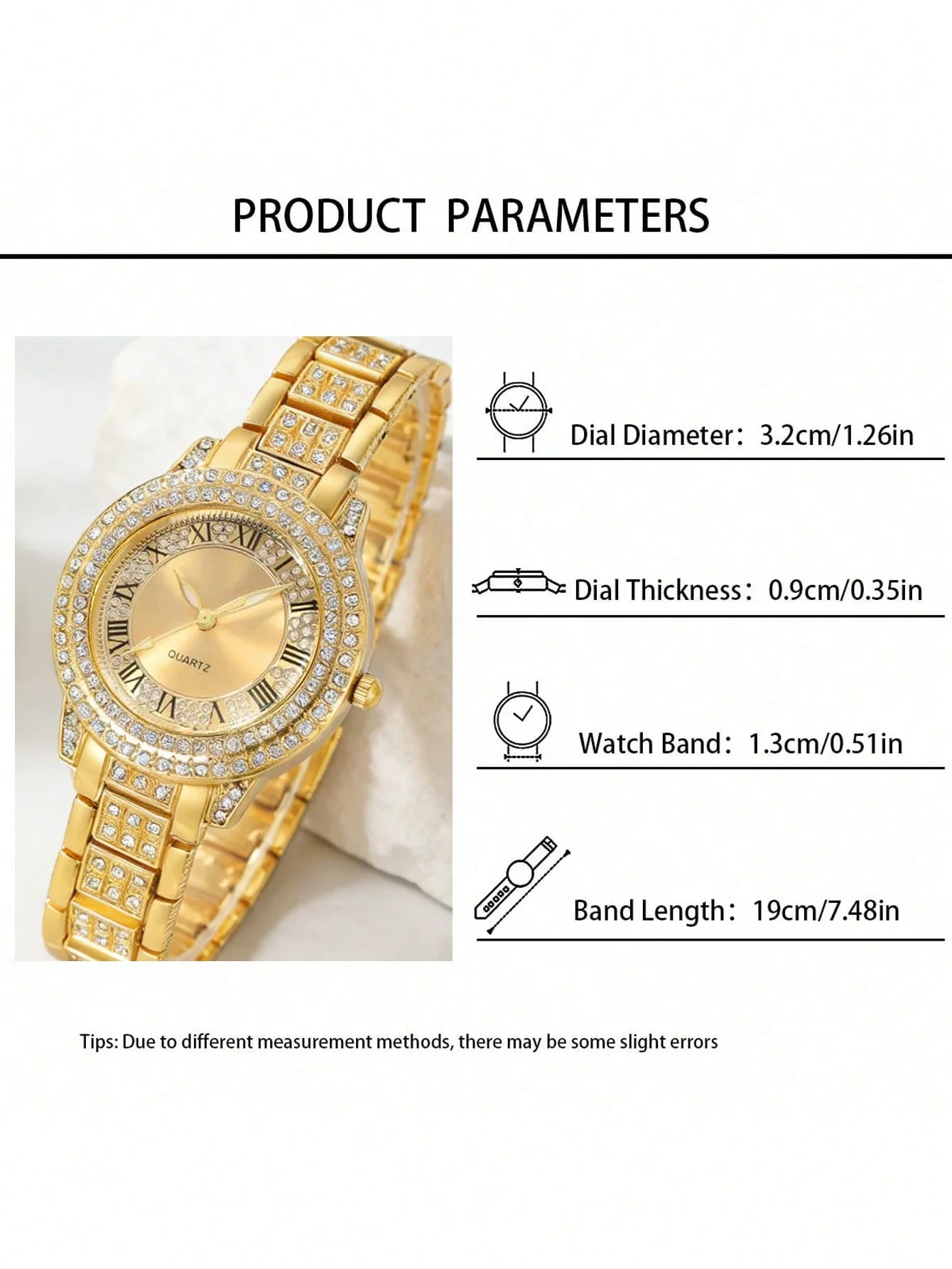 REGINA · Set Montre Dorée Sertie & Bijoux Femme 7 Pièces (CG)