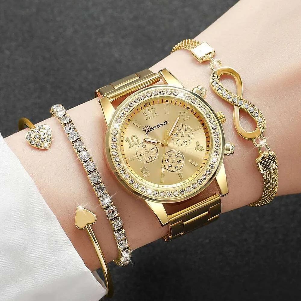 Infinia — Ensemble Montre & 3 Bracelets Femme · Ton Or Rose ∞ CG