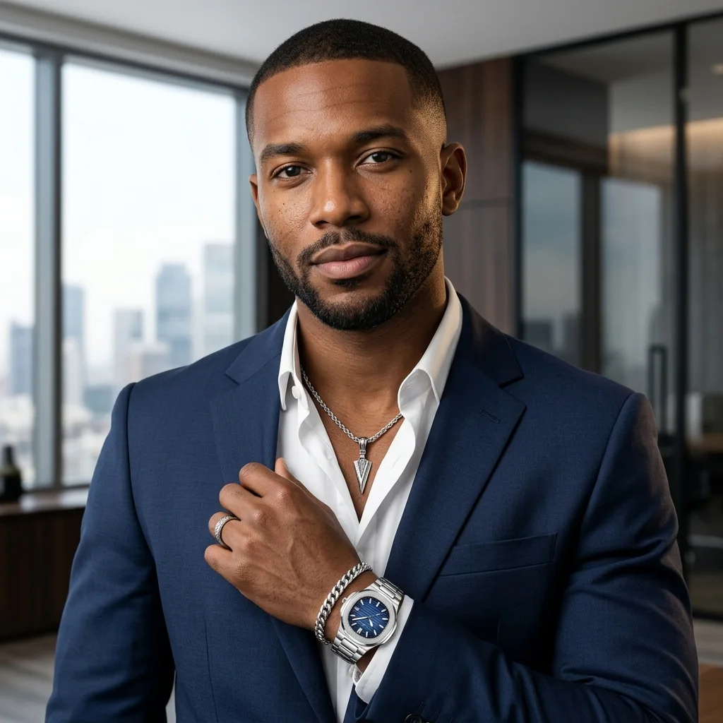 SPARTA ⚔️ Set Homme 4 Pièces · Montre Cadran Bleu + Gourmette, Pendentif & Bague - SN