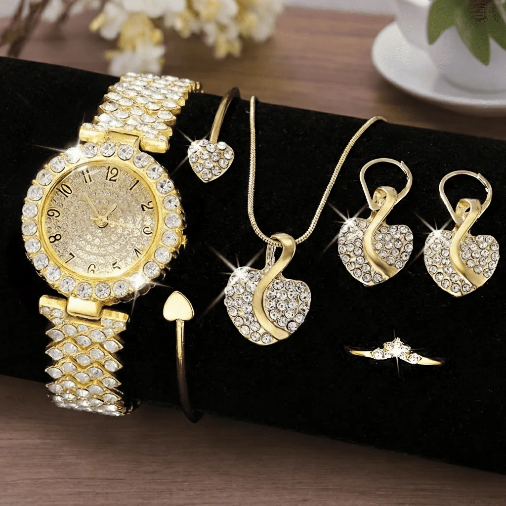 Luxoria™ – Ensemble Montre & Bijoux Dorés Éclat Royal BF