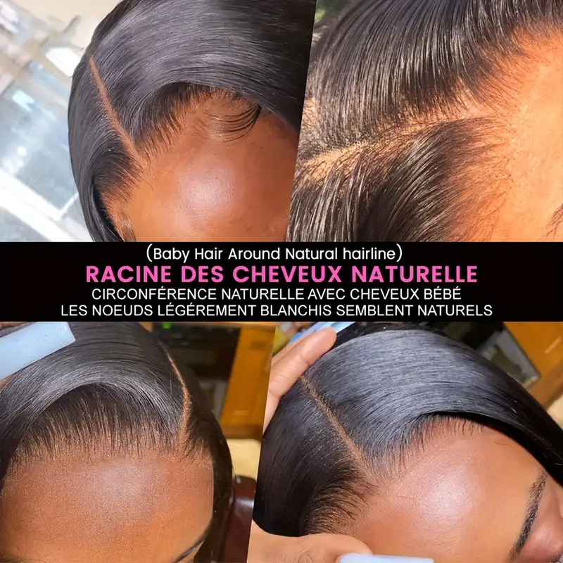 Funky Girl™ – Perruque Bob Brésilienne Lisse en Cheveux 100 % Humains, Glueless HD Lace