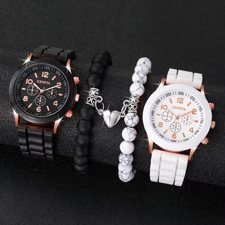 Set de Montres Genève Couple 4PCS