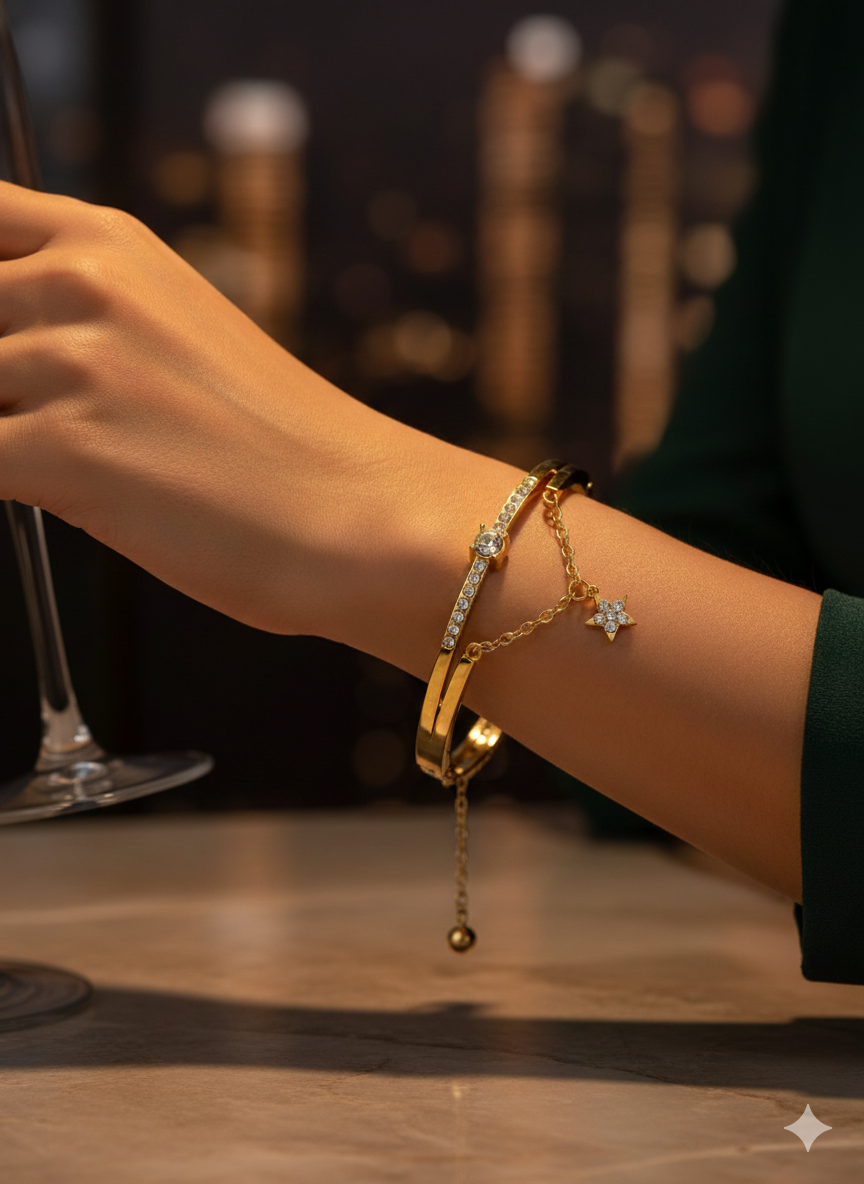 Ensemble Montre et Bracelet Doré Femme - Élégance Royale