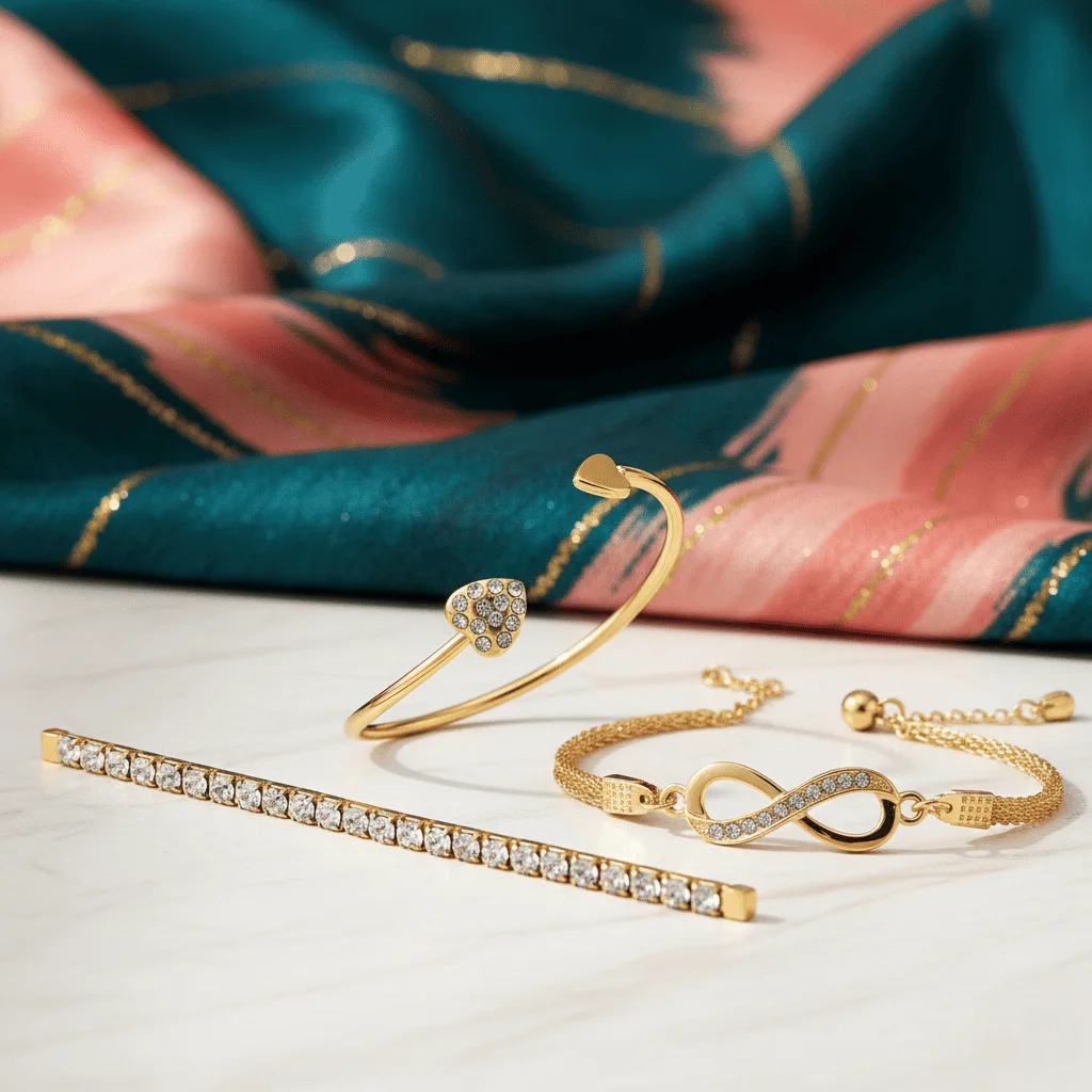 Set Royale Élégance – Montre Dorée & Bracelets Luxueux GB