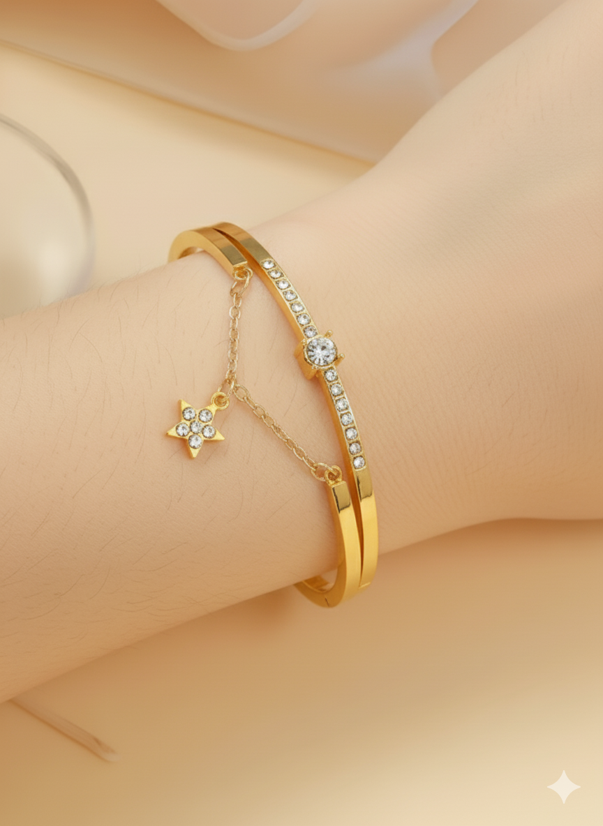 Ensemble Montre et Bracelet Doré Femme - Élégance Royale