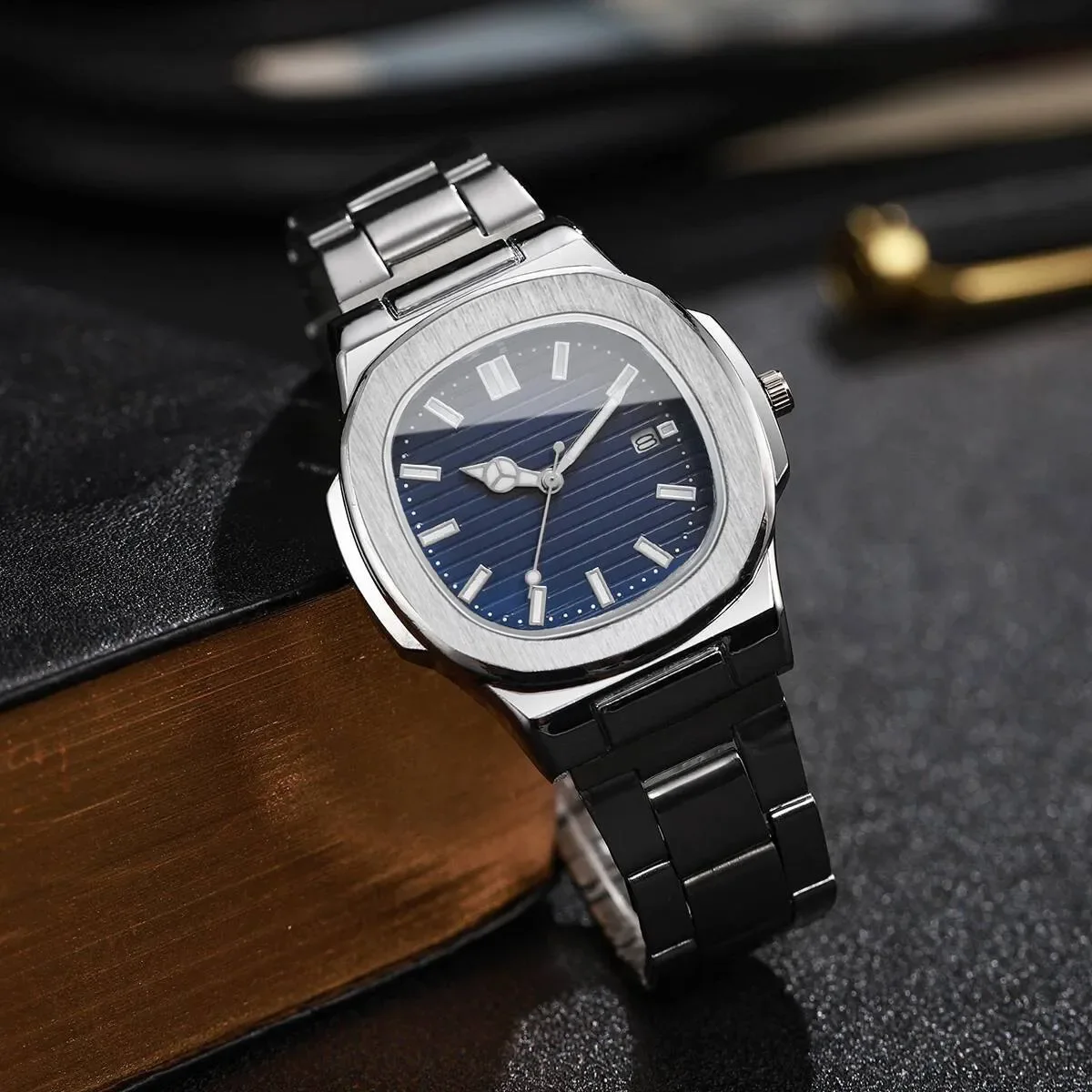 SPARTA ⚔️ Set Homme 4 Pièces · Montre Cadran Bleu + Gourmette, Pendentif & Bague - SN