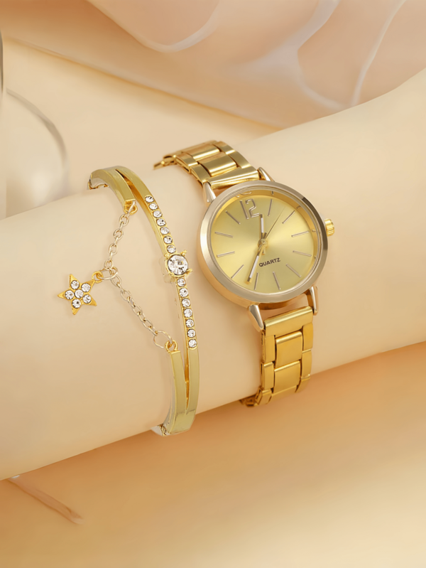 Ensemble Montre et Bracelet Doré Femme - Élégance Royale