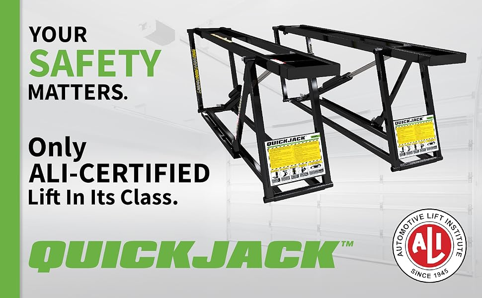 QuickJack Bundle - 5000TLX Portable Car Lift, Extended Length, Includes Wall Hangers & Pinch-Weld Blocks, 5,000-lbs. Capacity, 110V Power Unit, Car Lift for Garage or Shop