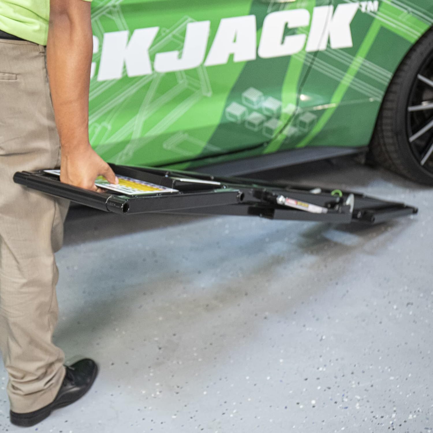 QuickJack Bundle - 5000TLX Portable Car Lift, Extended Length, Includes Wall Hangers & Pinch-Weld Blocks, 5,000-lbs. Capacity, 110V Power Unit, Car Lift for Garage or Shop