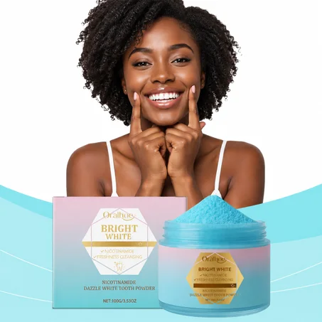 Poudre de blanchiment dentaire bio à la niacinamide et à la menthe