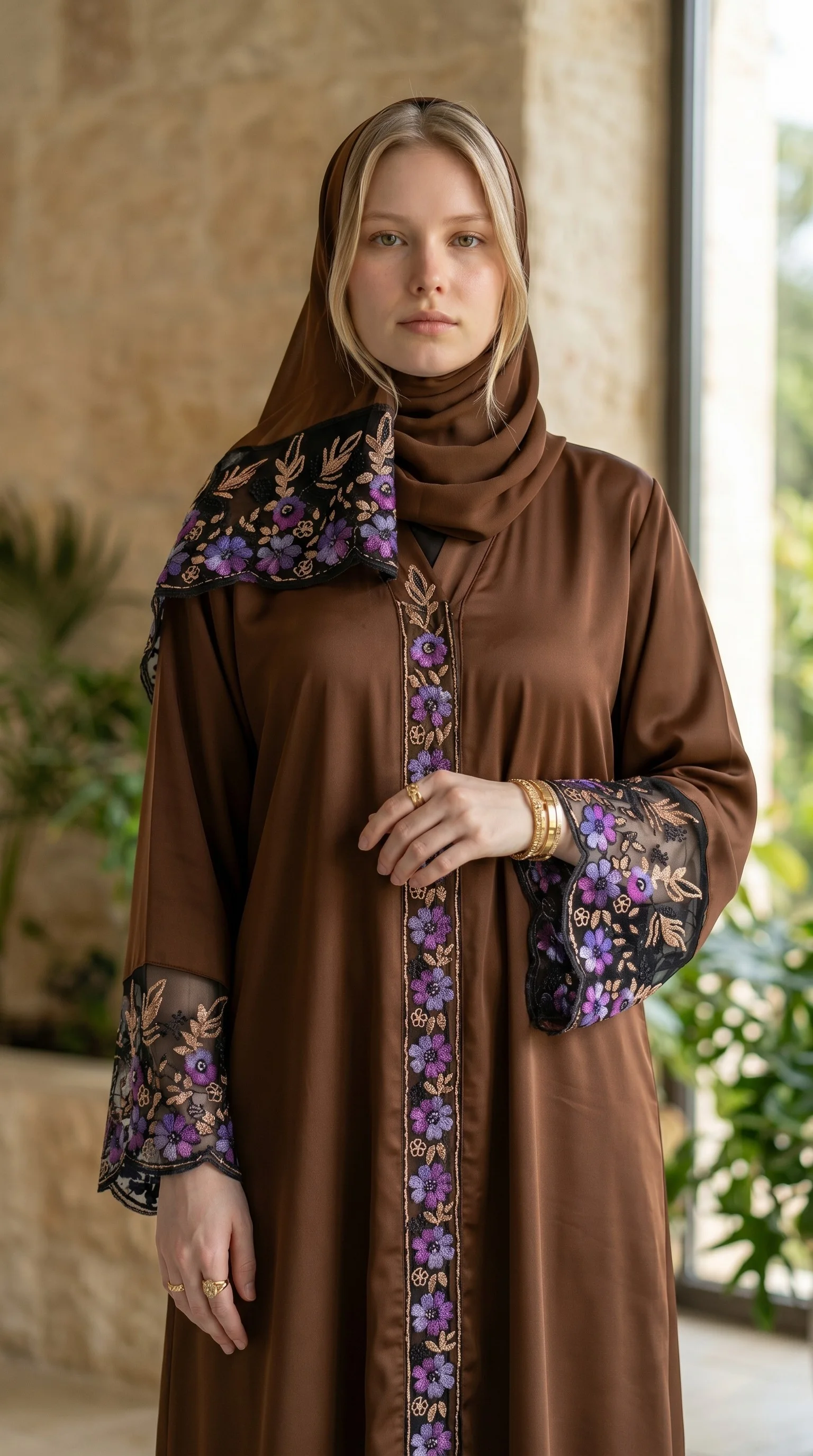 عبايه بالشبكة ملونه