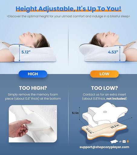 Ultra Pain Relief Cooling Pillow for Neck Support, Adjustable Cervical Pillow Cozy Sleeping, Odorless Ergonomic Contour Memory Foam Pillows, Orthopedic Bed Pillow for Side Back Stomach Sleepe