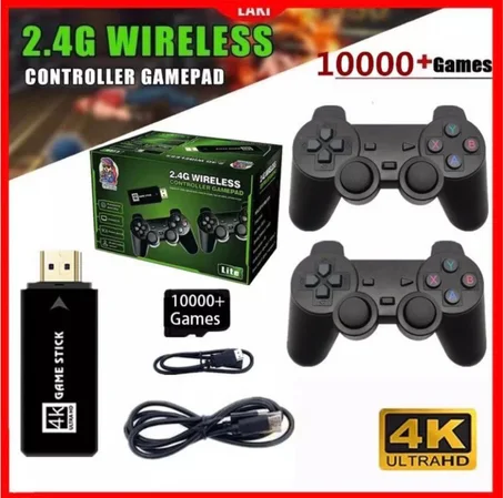 Console de jeu vidéo sans fil, écran HD 4K 64Gb HDMI avec plus de 15000 jeux + 2 Manettes