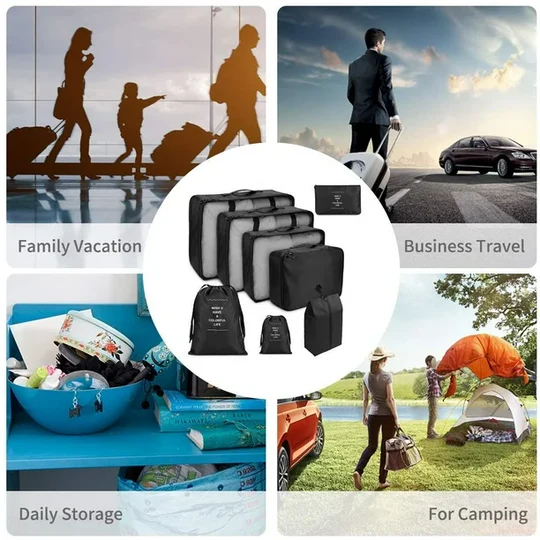 8Pcs Ensemble De Sacs De Voyage Pliables