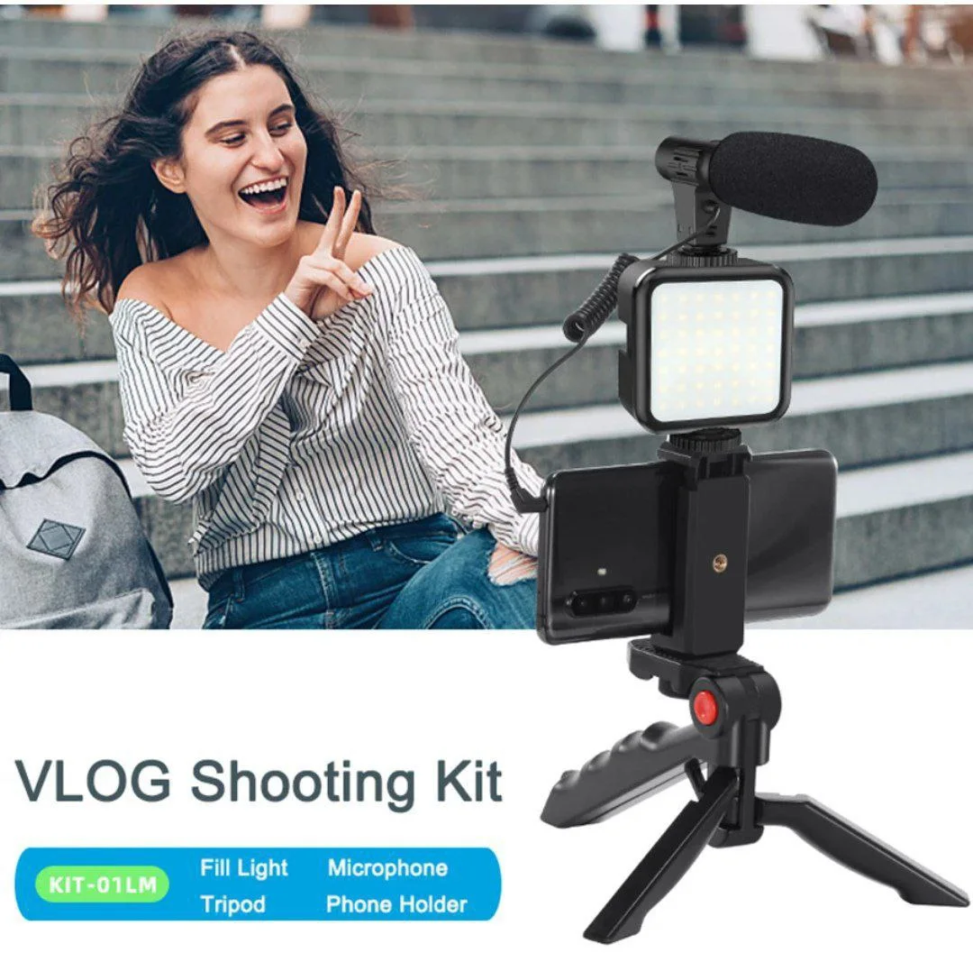 Kit Video-making Vlogger vlog AY49– Trépied – Microphone – lumière