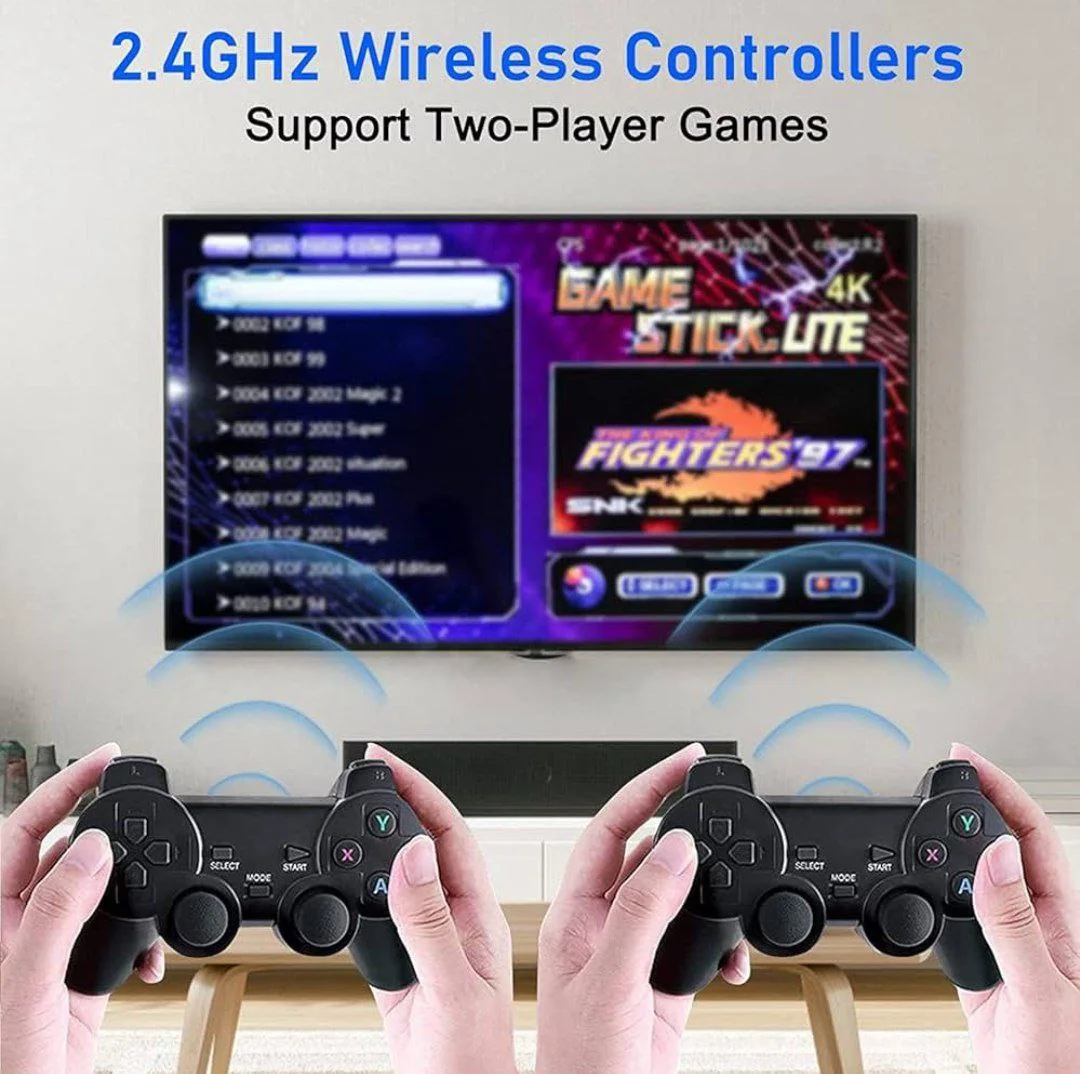 Console de jeu vidéo sans fil, écran HD 4K 64Gb HDMI avec plus de 15000 jeux + 2 Manettes