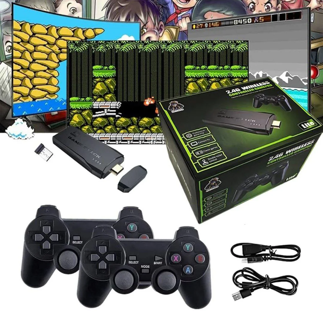 Console de jeu vidéo sans fil, écran HD 4K 64Gb HDMI avec plus de 15000 jeux + 2 Manettes
