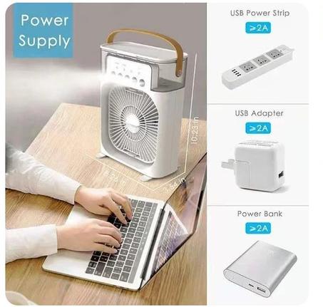 مكيف هواء صغير و مروحة ترطيب منزلية ذات 7 ألوان LED مروحة تبريد هواء رذاذ مروحة تبريد هواء المكتب