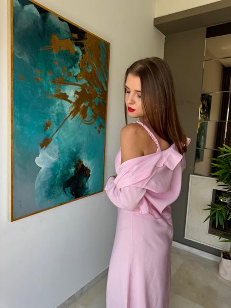 Ensemble robe et chemisier fluide  rose bonbon