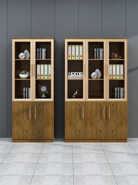 Bibliothèque demi vitrée en bois