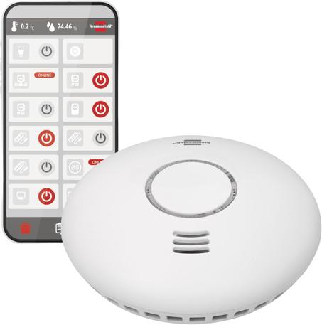 Brennenstuhl Connect Detector de Humo y Calor Inteligente WRHM01 con notificación de aplicación (Detector de Humo WiFi, Incluye 2X Pilas, Probado según EN 14604)